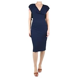Roland Mouret-Dark blue short-sleeved dress - size UK 10-Blue