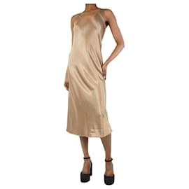 Autre Marque-Vestido lencero de raso marrón - talla UK 4-Castaño