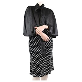 Chanel-Black lurex self-tie silk-blend cape - size UK 14-Black