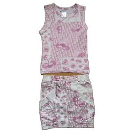 Dior Traje con falda Rosa Blanco