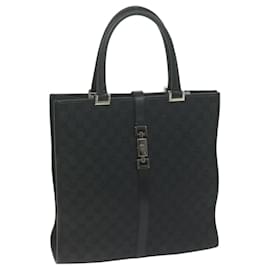 Gucci-GUCCI Jackie GG Canvas Hand Bag Black 002 1064 1669 auth 65997-Black