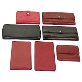 Louis Vuitton-LOUIS VUITTON Monogramm Vernis Epi Geldbörse 7Set Rot Schwarz Rosa LV Auth 65277-Schwarz,Pink,Rot