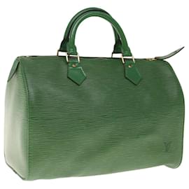Louis Vuitton-Louis Vuitton Epi Speedy 30 Bolsa de Mão Verde Borneo M43004 Autenticação de LV 64977-Outro