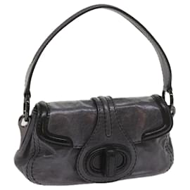 Prada-PRADA Turn Lock Shoulder Bag Leather Gray Auth yk10458-Grey