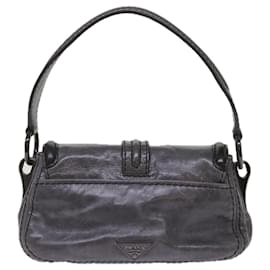 Prada-PRADA Turn Lock Shoulder Bag Leather Gray Auth yk10458-Grey
