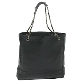 Chanel-Bolsa de ombro com corrente CHANEL em couro preto CC Auth bs11894-Preto