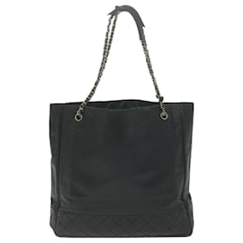 Chanel-CHANEL Chain Shoulder Bag Leather Black CC Auth bs11894-Black