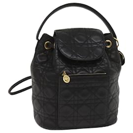 Christian Dior-Christian Dior Canage Lady Dior Mochila Piel De Cordero Negro Auth yk10497UNA-Negro