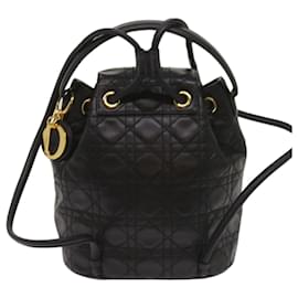 Christian Dior-Christian Dior Canage Lady Dior Backpack Lamb Skin Black Auth yk10497A-Black