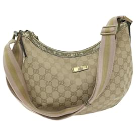 Gucci-GUCCI GG Canvas Sherry Line Shoulder Bag Gold Beige pink 181092 auth 65952-Pink,Beige,Golden