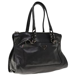 Prada-PRADA Chain Shoulder Bag Leather Black Auth am5715-Black