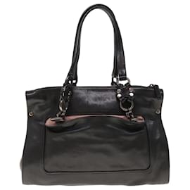Prada-PRADA Chain Shoulder Bag Leather Black Auth am5715-Black