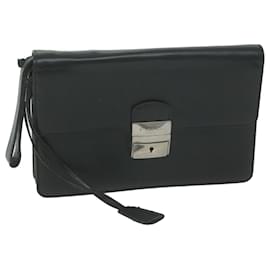 Givenchy-GIVENCHY Clutch Bag Leder Schwarz Auth bs11875-Schwarz