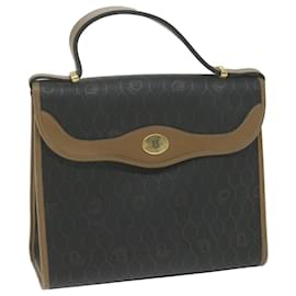 Christian Dior-Christian Dior Honeycomb Canvas Hand Bag PVC Leather Black Auth am5756-Black