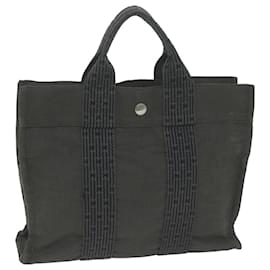 Hermès-HERMES Her Line PM Tote Bag Nylon Gris Auth yb500-Marron