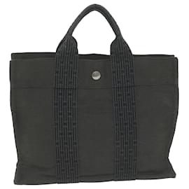 Hermès-HERMES Her Line PM Tote Bag Nylon Gris Auth yb500-Marron