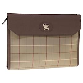 Autre Marque-Burberrys Nova Check Clutch Bag Canvas Brown Auth 65917-Brown