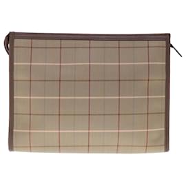 Autre Marque-Burberrys Nova Check Clutch Bag Canvas Brown Auth 65917-Brown