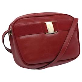 Salvatore Ferragamo-Salvatore Ferragamo Shoulder Bag Leather Red Auth 65861-Red