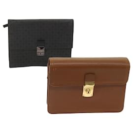 Givenchy-GIVENCHY Clutch Bag Leather 2Set Black Brown Auth bs11874-Brown,Black