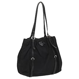 Prada-PRADA Shoulder Bag Nylon Black Auth ac2734-Black
