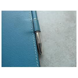Hermès-porte agenda hermès avec stylo argent massif boite-Bleu clair