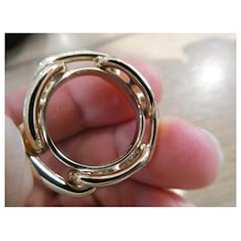 Hermès-anneau régate acier plaqué or rose neuf boite-Rose
