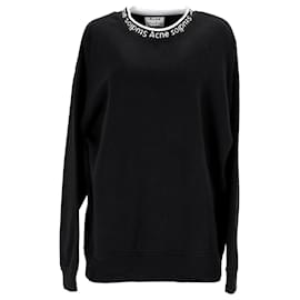 Acne-Acne Studios Sweat-shirt oversize en polaire à logo en jacquard en viscose noire-Noir