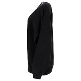 Acne-Acne Studios Oversized Logo-Jacquard Fleece Sweatshirt in Black Viscose-Black