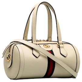 Gucci-Gucci White Leather Ophidia Satchel-White