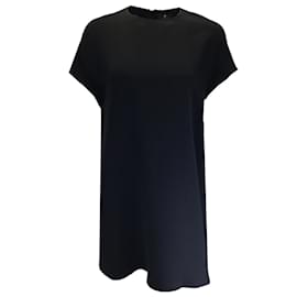 Autre Marque-Lisa Perry Black Cap Sleeved Silk Crepe Mini Dress-Black