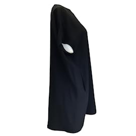 Autre Marque-Lisa Perry Mini-robe noire en crêpe de soie à manches courtes-Noir