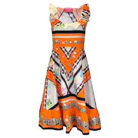 Autre Marque-Salvatore Piccione Orange Multi Zebra Print Cotton Dress-Orange