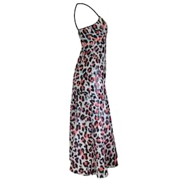 Autre Marque-Boutique Moschino Negro / Blanquecino / rojo 2019 Vestido midi de crepé con estampado de leopardo y lentejuelas-Multicolor