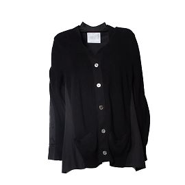 Sacai, schwarze Strickjacke mit übergroßen Taschen Schwarz