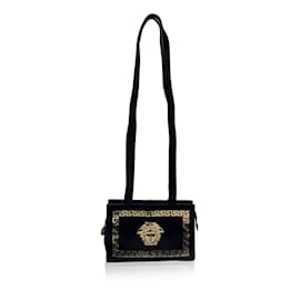 Gianni Versace-Bolsa de ombro Medusa vintage de couro preto Couture-Preto