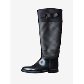 Burberry-Botas de cano alto xadrez pretas - tamanho UE 37-Preto