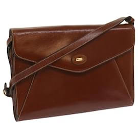 Bally-BALLY Shoulder Bag Leather Brown Auth 66086-Brown