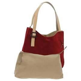 Givenchy-GIVENCHY Shoulder Bag Suede Red Beige Auth ac2738-Red,Beige