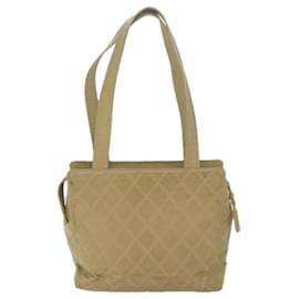 Chanel-CHANEL Shoulder Bag Patent leather Beige CC Auth bs11893-Beige
