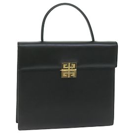 GIVENCHY Borsa a Mano Pelle Nera Auth am5705 Nero