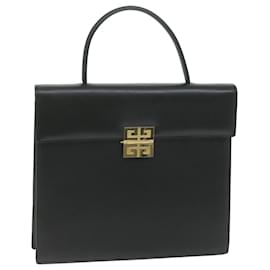 Givenchy-GIVENCHY Hand Bag Leather Black Auth am5705-Black