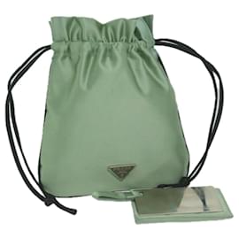 Prada-PRADA Bolsa com Cordão Bolsa Cetim Verde Auth 65661-Verde