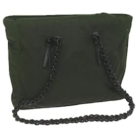 Prada-PRADA Chain Tote Bag Nylon Khaki Auth 65437-Khaki