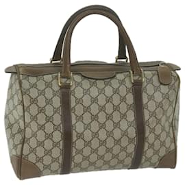 Gucci-GUCCI GG Supreme Boston Bag PVC Beige Auth 65927-Beige