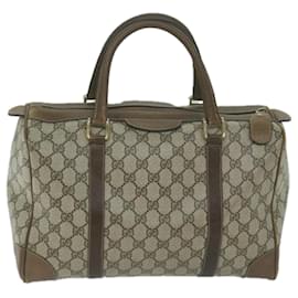 Gucci-GUCCI GG Supreme Boston Bag PVC Beige Auth 65927-Beige