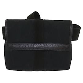 Gucci-GUCCI GG Canvas Waist Bag Black 131236 Auth am5634-Black