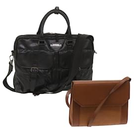 Burberry-BURBERRY Shoulder Bag Leather 2Set Brown Black Auth bs11672-Brown,Black