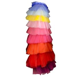 Autre Marque-Carolina Herrera Saia maxi multicolorida de tule multicamadas-Multicor