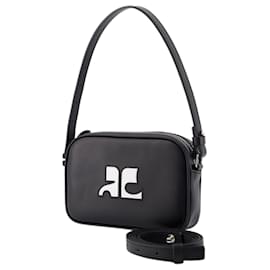 Courreges-Slim Camera Bag - Courreges - Leather - Black-Black